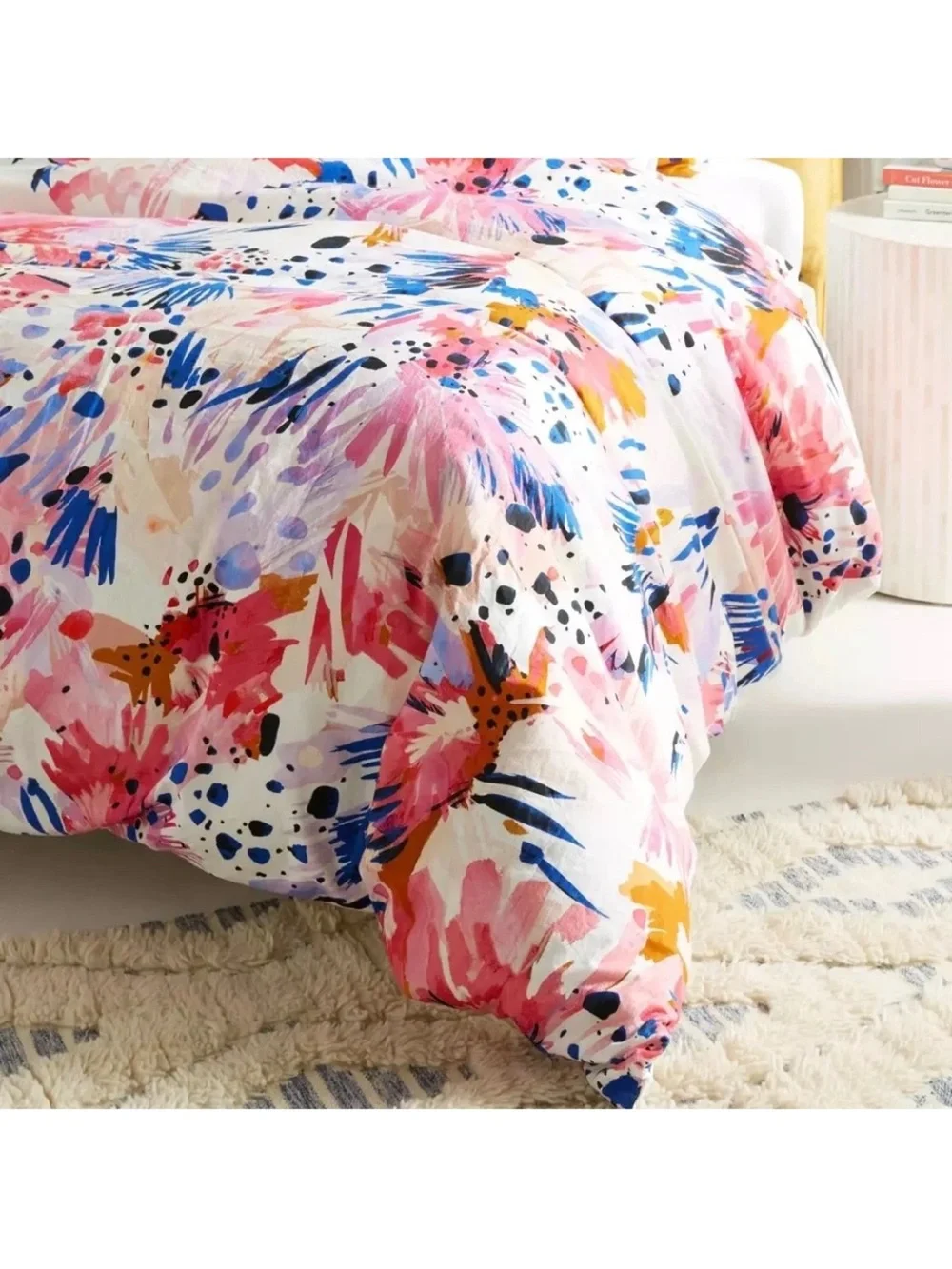 Lillian Farag ANTHROPOLOGIE Floral KING Duvet Cover Colorful Abstract Paint RARE